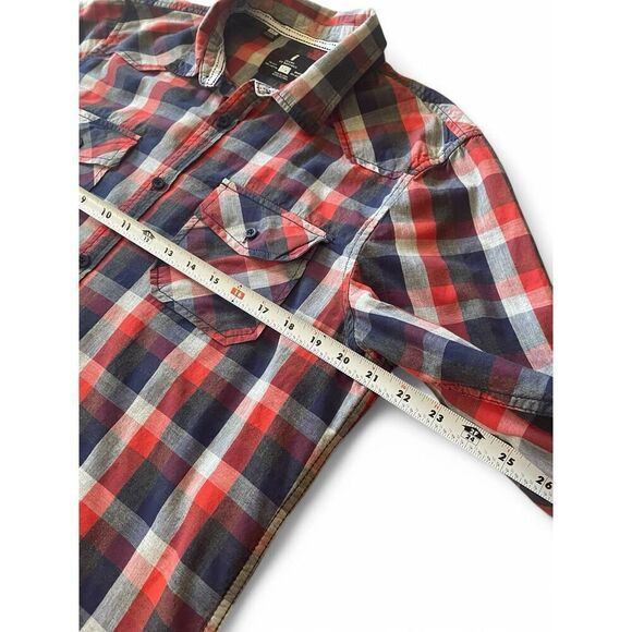 Buffalo Jeans Men’s Shirt L Cotton Red Plaid Long Sleeve Button Up Excellent Con - Picture 4 of 10